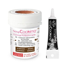 Corante alimentar em pó marrom + Caneta de glacê preta