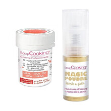 Colorante alimentare in polvere corallo + Polvere alimentare iridescente dorata