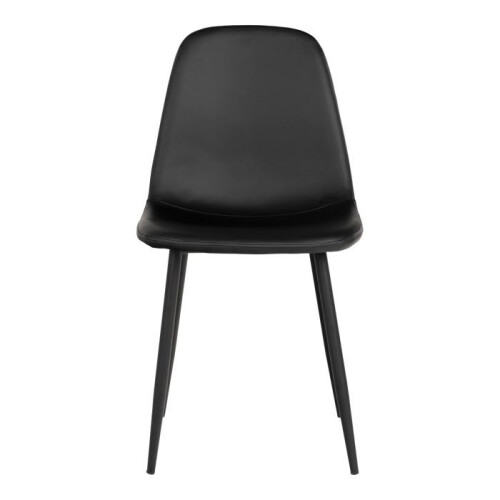 2 black synthetic leather dining chairs with black legs 2