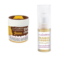 Corante alimentar lipossolúvel Color'choco 5 g amarelo + Pó alimentar iridescente dourado