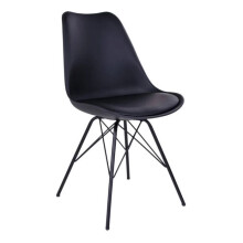 Chair - HOUSE NORDIC - Oslo Dining - Black leather - Black metal legs - Danish design