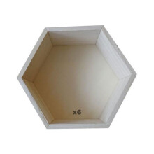 6 mensole esagonali in legno 36 x 31 x 10 cm