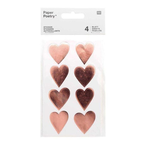 64 autocollants coeurs brillants rose doré 2