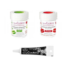 2 corantes alimentares verde-vermelho + Caneta de glacê preto