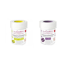 2 coloranti alimentari in polvere - viola-verde limone