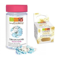 Decorazioni zuccherate fiocchi perlate 50 g + glitter dorati