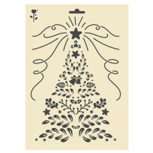 Weihnachts Schablone A4 - GRAINE CREATIVE - Floraler Baum - waschbarer Kunststoff - wiederverwendbar - Laserschneidung