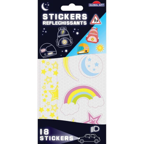Pegatinas retrorreflectantes - GLOBAL GIFT - Estrellas - Multicolor - Resistentes - Impermeables