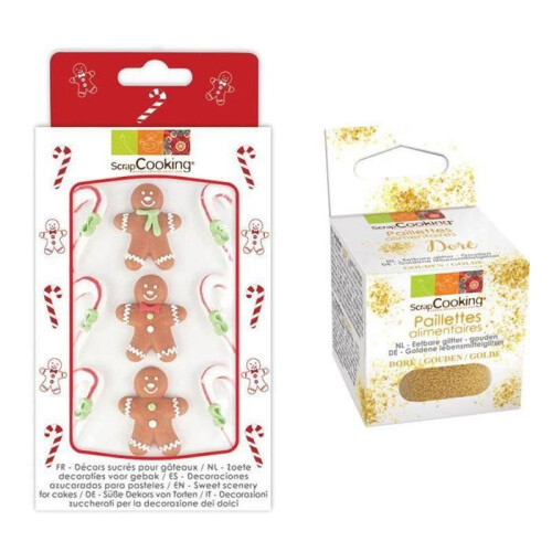 9 Decorazioni dolci Pan di zenzero + glitter dorati
