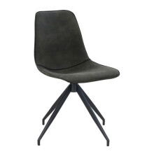 Sedia - HOUSE NORDIC - Monaco - Microfibra grigia - Piedi in metallo nero - Girevole