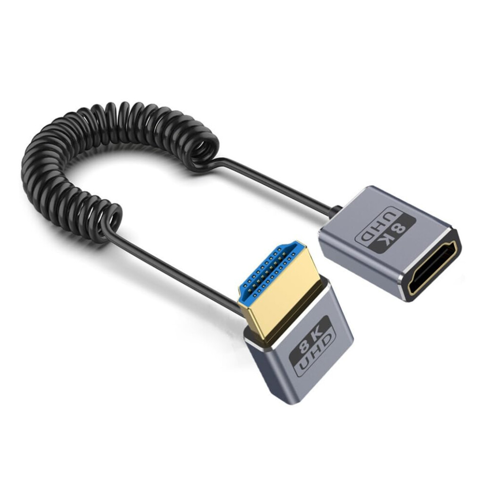 8K60hz 2.1 Video Cable 48Gbps With Springdesigned Coiled Cord 70 Cm Length Male To Female Bendi 9323874251325