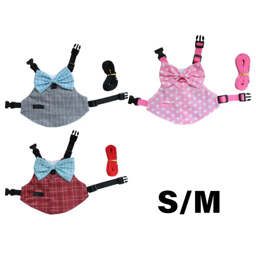 Small Animal Harness and Leash for Rabbit-Red plaid M 1