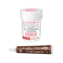 Corante alimentar em pó rosa pastel + Caneta de chocolate