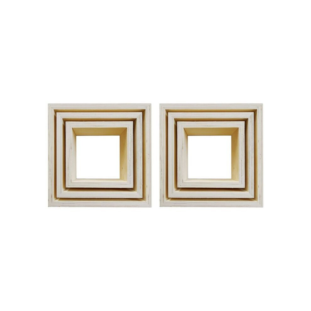 6 Blocks Of 3 Small Square Wooden Shelves 22, 18 And 14 Cm Graine Creative