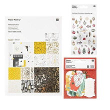 30 Blatt Gold-Silber-Papier + Glitzersticker + 8 nostalgische Weihnachtsetiketten