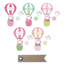 20 ausgestanzte Formen Nounours Joséphine + 20 Kraftpapier-Etiketten Fanion