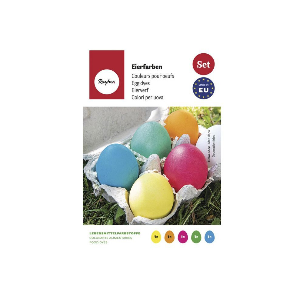 Rayher Blue/Yellow/Green Egg Dye Kit - 5 Dyes - Multicolored - For Easter - Easy To Use