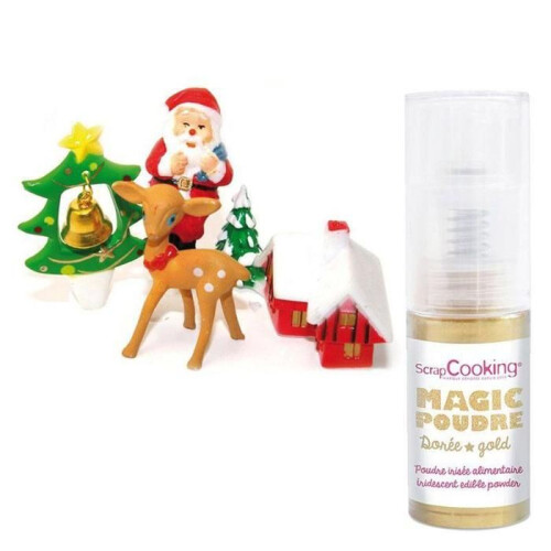 Weihnachtskuchen Dekoration + goldene irisierte Lebensmittelpuder