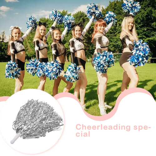 Πον Πον Cheer Premium με Λαβή, Χνουδωτά και Λαμπερά Μεταλλικά Πον Πον από Αλουμινόχαρτο 1
