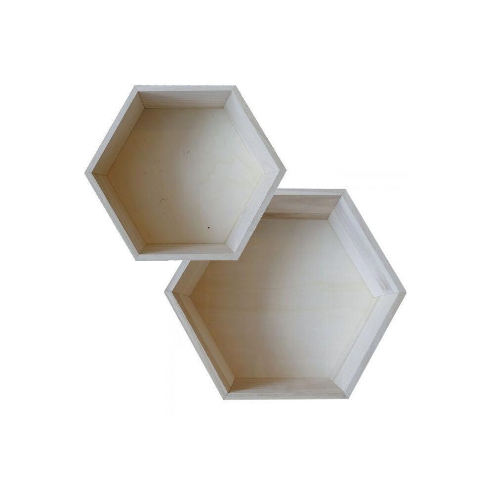 2 Wooden Hexagonal Shelves - 27 X 23.5 Cm And 30 X 26.5 Cm Artemio
