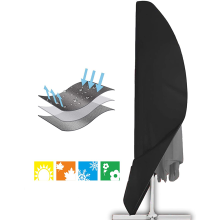 Banaan parasolhoes, waterdichte beschermhoes voor tuinparasols met ademend materiaal (zwart)