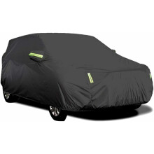 Op maat gemaakte autohoes voor buiten, waterdicht met winddichte banden en reflecterende strepen voor optimale bescherming (zwart, 4,15 x 1,7 x 1,5 m)