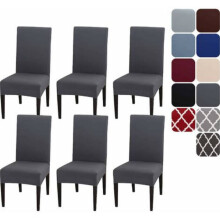 Stoelhoezen voor de eetkamer, elastische zoom voor een perfecte pasvorm, zacht en kreukvrij materiaal, afneembare en wasbare grijze hoezen voor