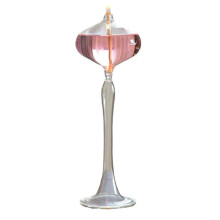Öllampe mit modernen und Vintage-Elementen, handgefertigt aus Glas für künstlerische Qualität, transparente Glas-Öllampe mit Potenzial für