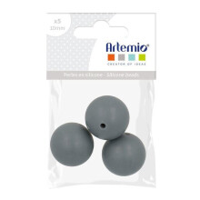 Perlas de silicona - ARTEMIO - 15 mm - Gris - Lote de 3 - Accesorios para bebé