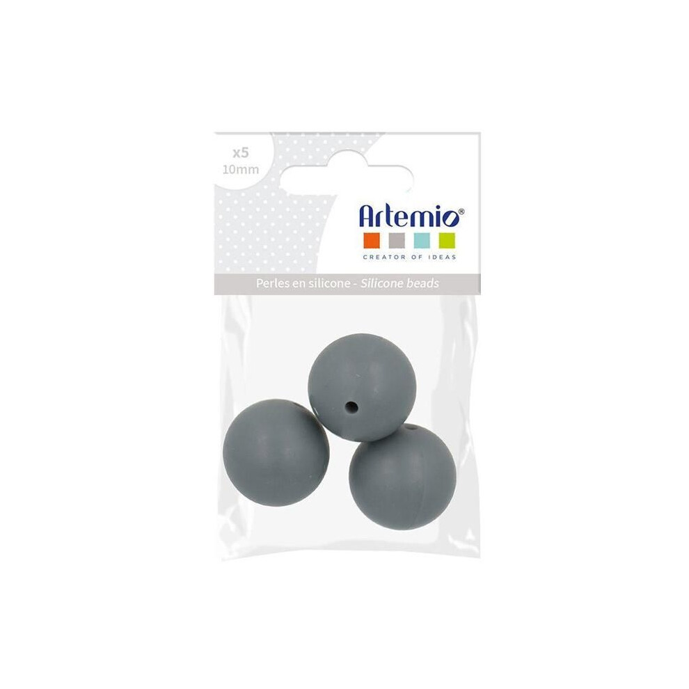 Artemio Silicone Beads - 15 Mm - Gray - Pack Of 3 - Baby Accessories