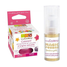 Corante alimentar Rosa escuro + Pó alimentar perolado dourado