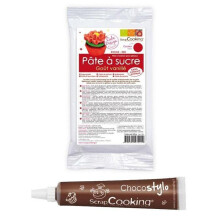 Massa de açúcar - SCRAP COOKING - Vermelho - 250 g - Caneta de chocolate - Decoração de bolos