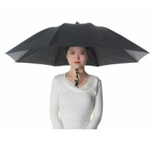Hands , Fishing Umbrella Hat Foldable Adjustable Sun Rain Cap For Gardening And Golf Outdoor Sunshade Black 110cm