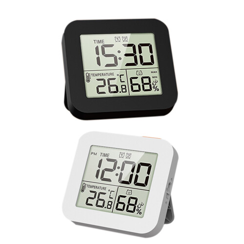 Portable Desk Clock with 3 Alarms Temperature Humidity-White 1