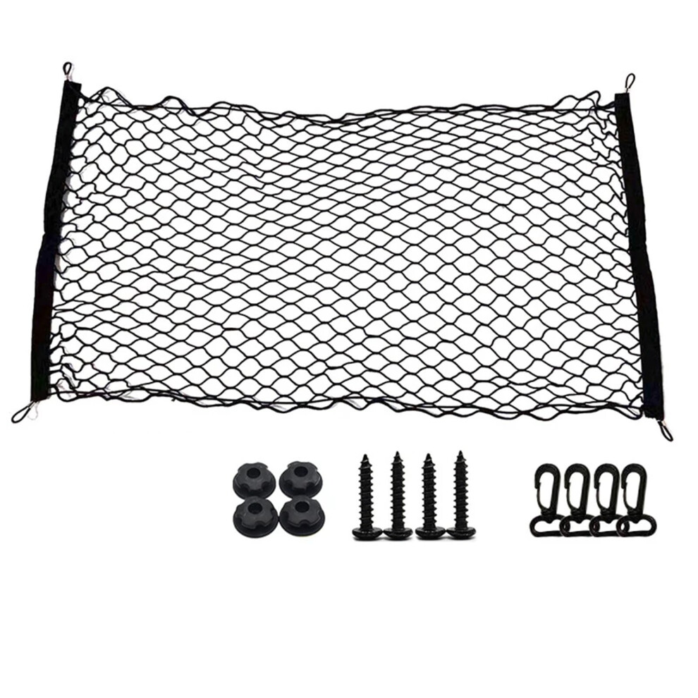 Car Trunk Storage Net Universal Fit Elastic Nylon Mesh 110X60cm Rear Cargo Organizer 9339159513965
