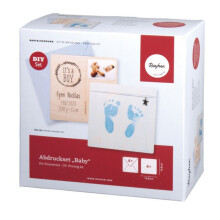 Kit DIY - Convites de nascimento em madeira com impressões de bebê - Azul