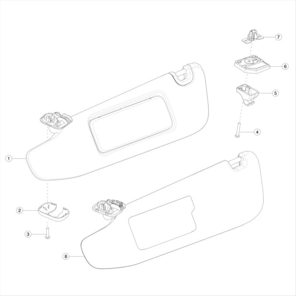 1Pair Car Sun Visor With Mirror Sunshade 103258100 4853535300307