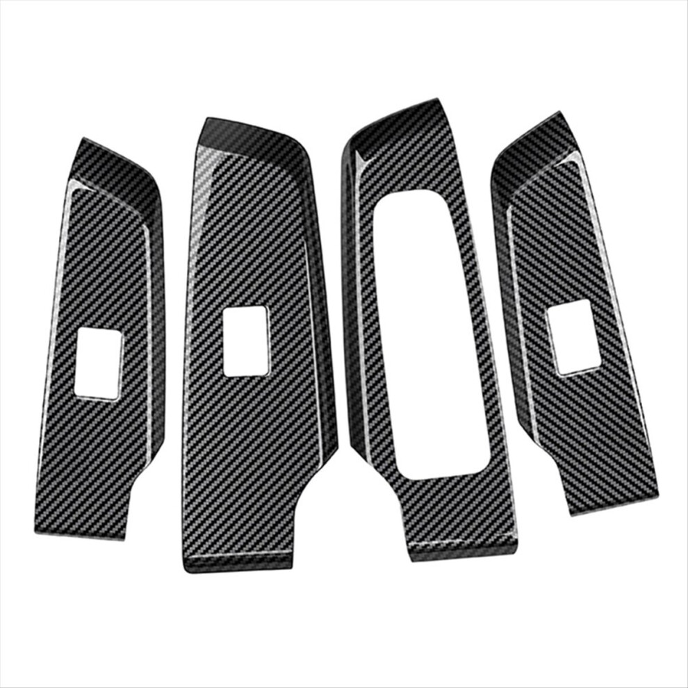 4Pcs Carbon Fiber Car Door Window Lift Button Pane 4853535307498