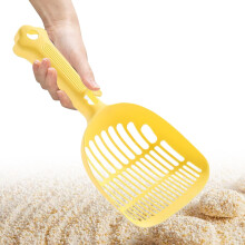 Cat Litter Box Scoop LongHandle Ergonomic Sifter Shovel Deep Scooper Yellow Plastic For Indoor Home Use