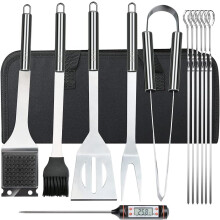 Grilling Accessories Set with Storage Bag, Stainless Steel BBQ Tool Sets Heavy Duty Grill Utensils for Outdoor Cooking, Ergonomic Design Heat