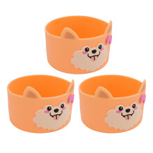 3 Stück Orangen Silikon Wasserflaschenhülle Anti-Rutsch-Schutz 8x6cm