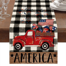 Versatile Home Decor, American Flag Linen, Machine Washable Runner For Independence Day Decoration, Patriotic Table Runner Adds Flair To Your Dining T