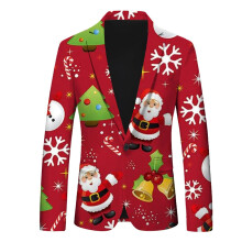 Christmas Suit Jacket Men's Santa Blazer, Slim Fit Cotton Red XL, Modern Christmas Leisure Jacket