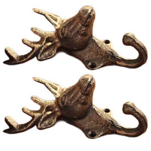 Lot de 2 crochets en forme de cerf en fer robuste, accessoire-Or