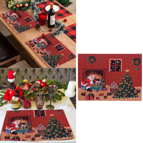Cotton Linen Tablecloth Christmas Tree Pattern Optional-1 piece 2