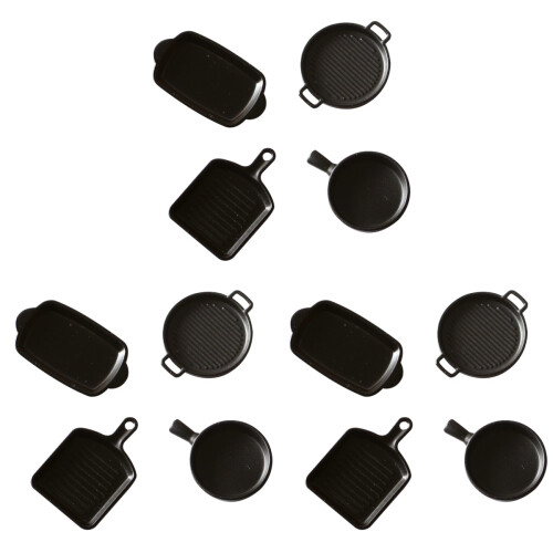 12 Pcs Mini House Toys Baking Steak Plate Models Decor Random Color 1