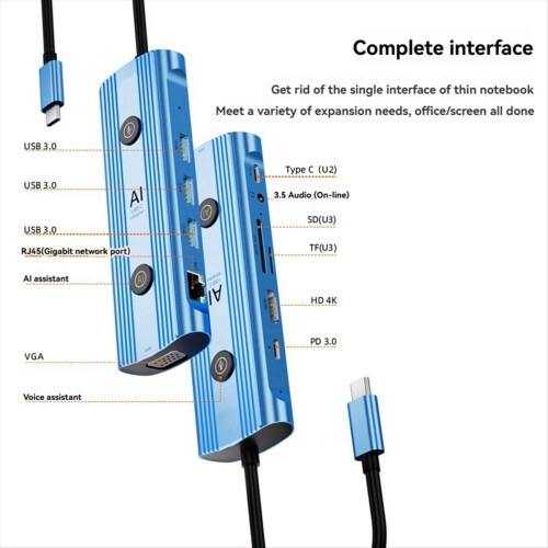 Προσαρμογέας Ai USB-C Έξυπνος σταθμός σύνδεσης Type-C, διανομέας 13 σε 1 1