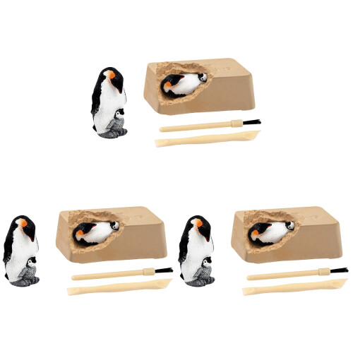 3 Sets Simulation Penguin Model Digging Toy Animal Decoration 1