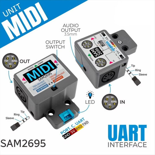 For MIDI Unit Serial Port to MIDI Unit SAM2695 Audio 2