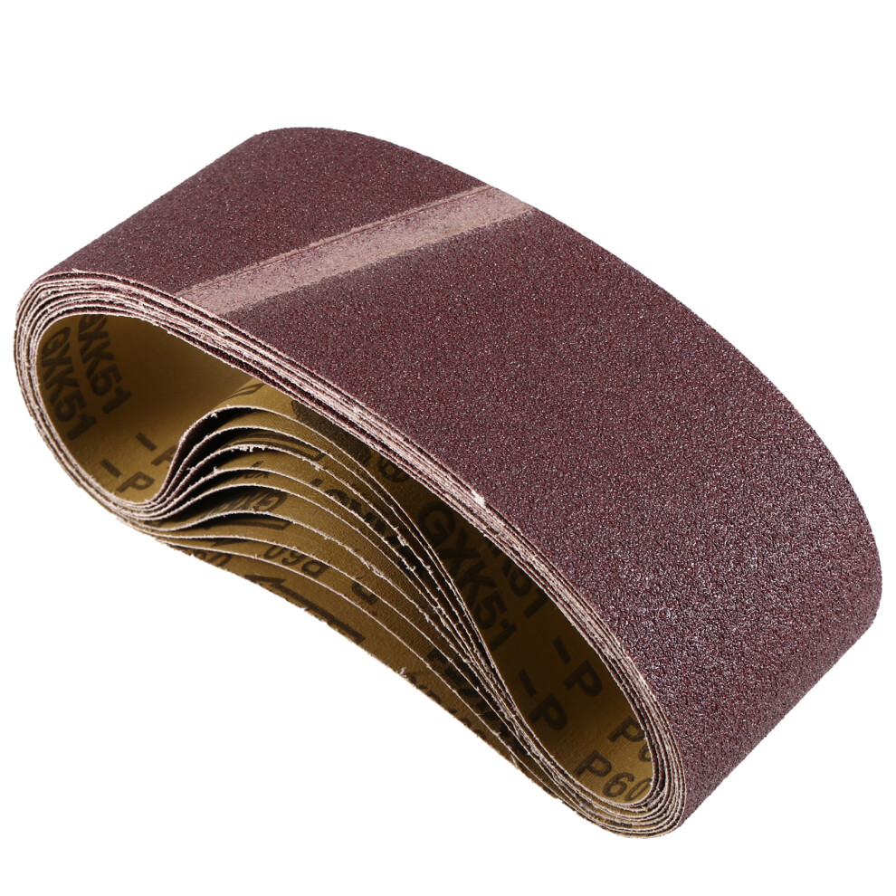 10Pcs 75X533mm Sanding Belts Aluminum Oxide 3X21in Abrasive Belts P60 4852742543613